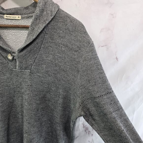 Marine Layer Sweatshirt Mens Medium Gray Pullover Cowl Neck Roll Neck - Picture 11 of 12